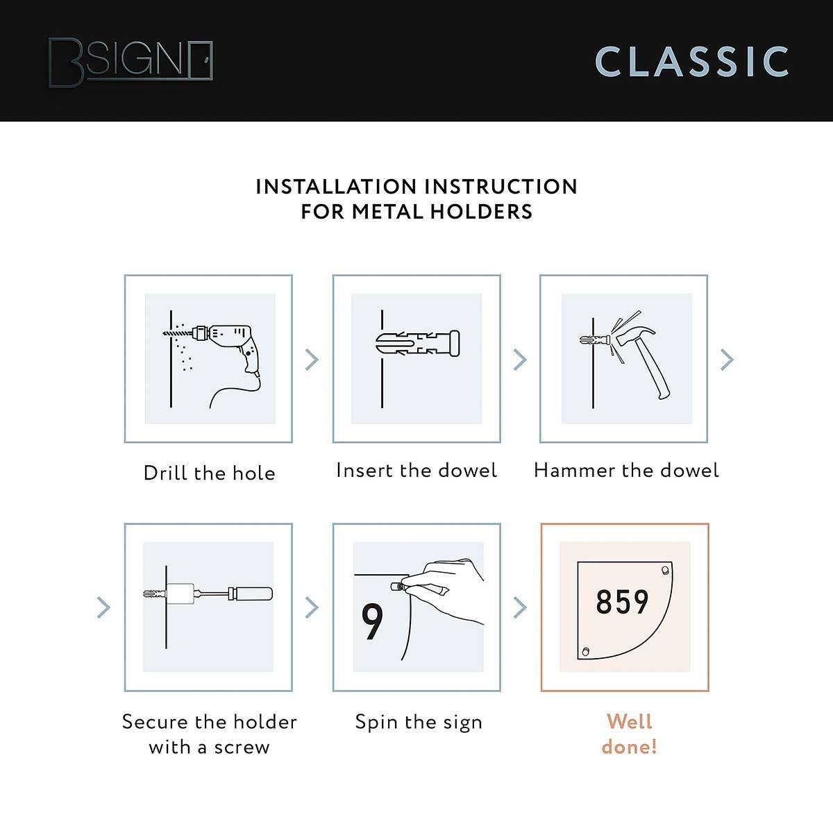 Safety Signs Fire Hydrant Information signs Installation instruction for metal holders Bsign