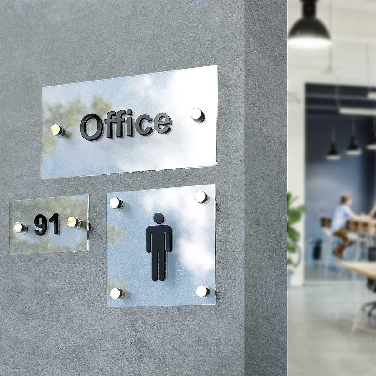 Kitchen Door Sign for Office Information signs transparent acrylic and black arylic letters Bsign