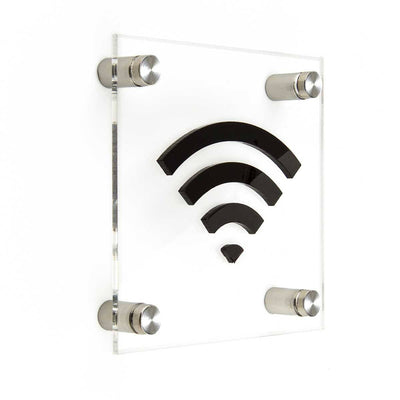 Acrylic Sign Wi-Fi Information signs black symbol Bsign