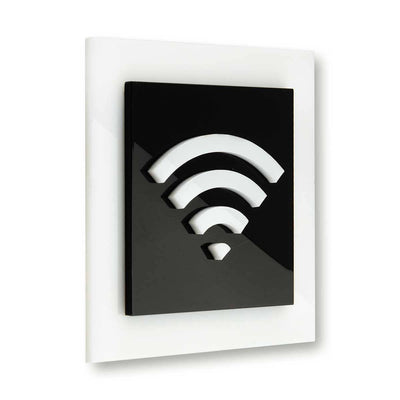 Acrylic Wi-Fi Sign for Waiting Room Information signs black/white symbol Bsign