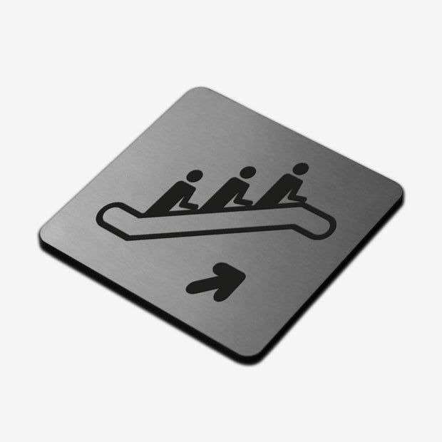Information signs Escalator Sign: Stainless Steel & Acrylic Plate