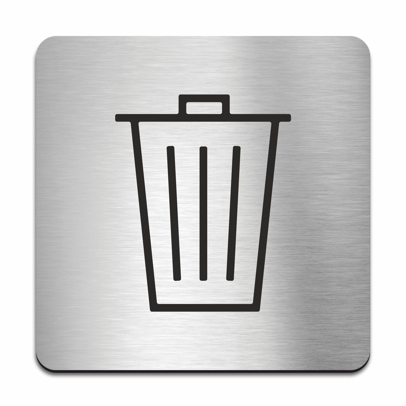 Metal Trash Bin Sign - Stainless steel
