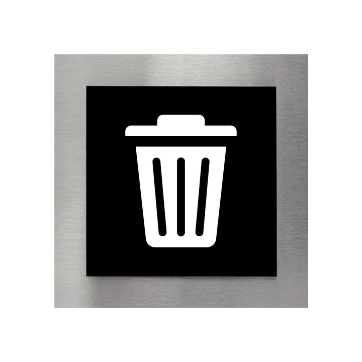 Information signs Stainless Steel & Acrylic Trash Bin Sign — "Modern" Design