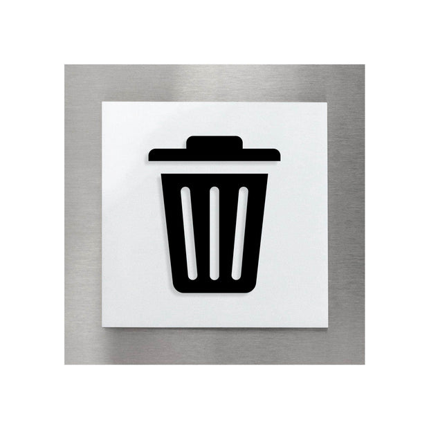 Information signs Stainless Steel & Acrylic Trash Bin Sign — "Modern" Design