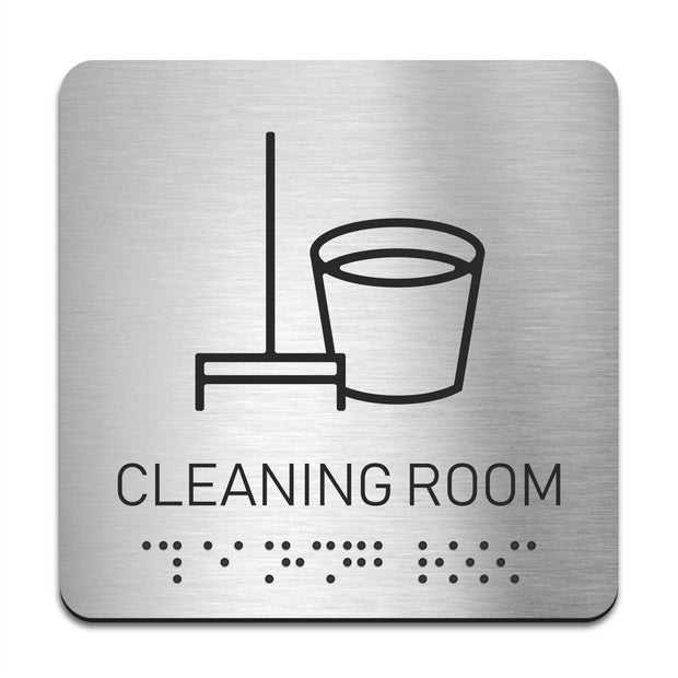 Information signs Stainless Steel Cleaning Room Sign with Braille