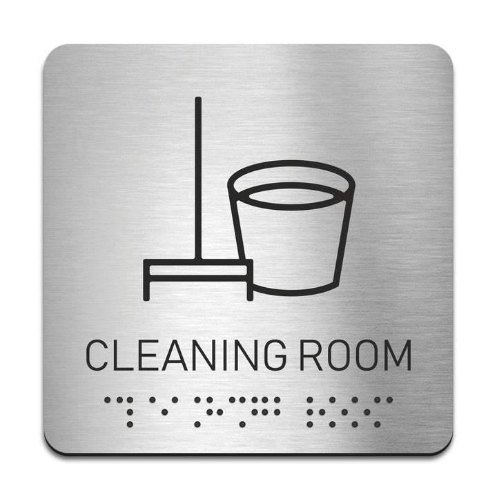 Information signs Stainless Steel Cleaning Room Sign with Braille