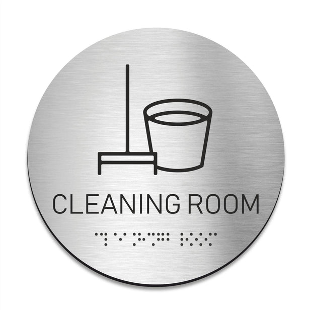 Information signs Stainless Steel Cleaning Room Sign with Braille