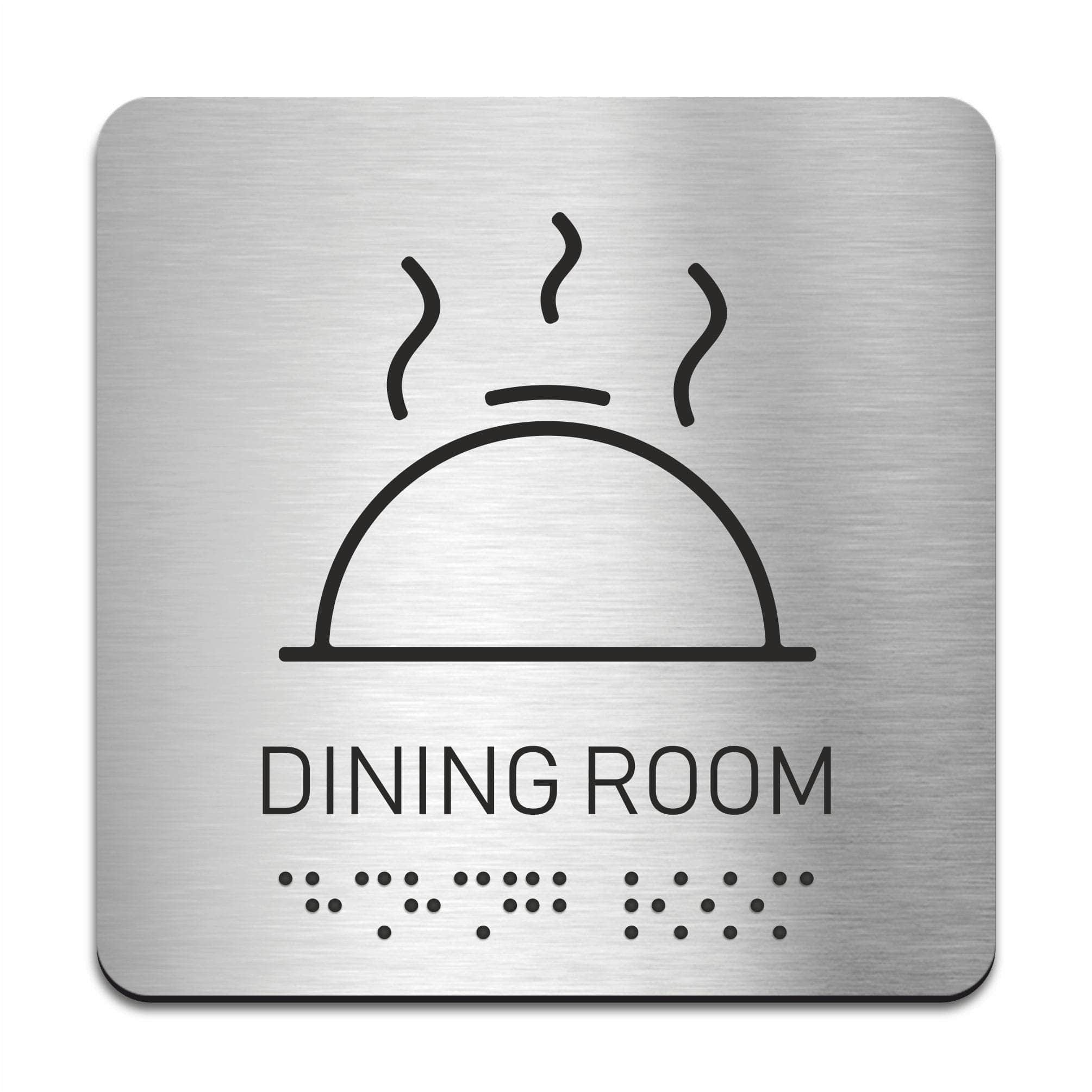 Dining Room Sign with Braille — Stainless Steel & Acrylic Glass Plate ...