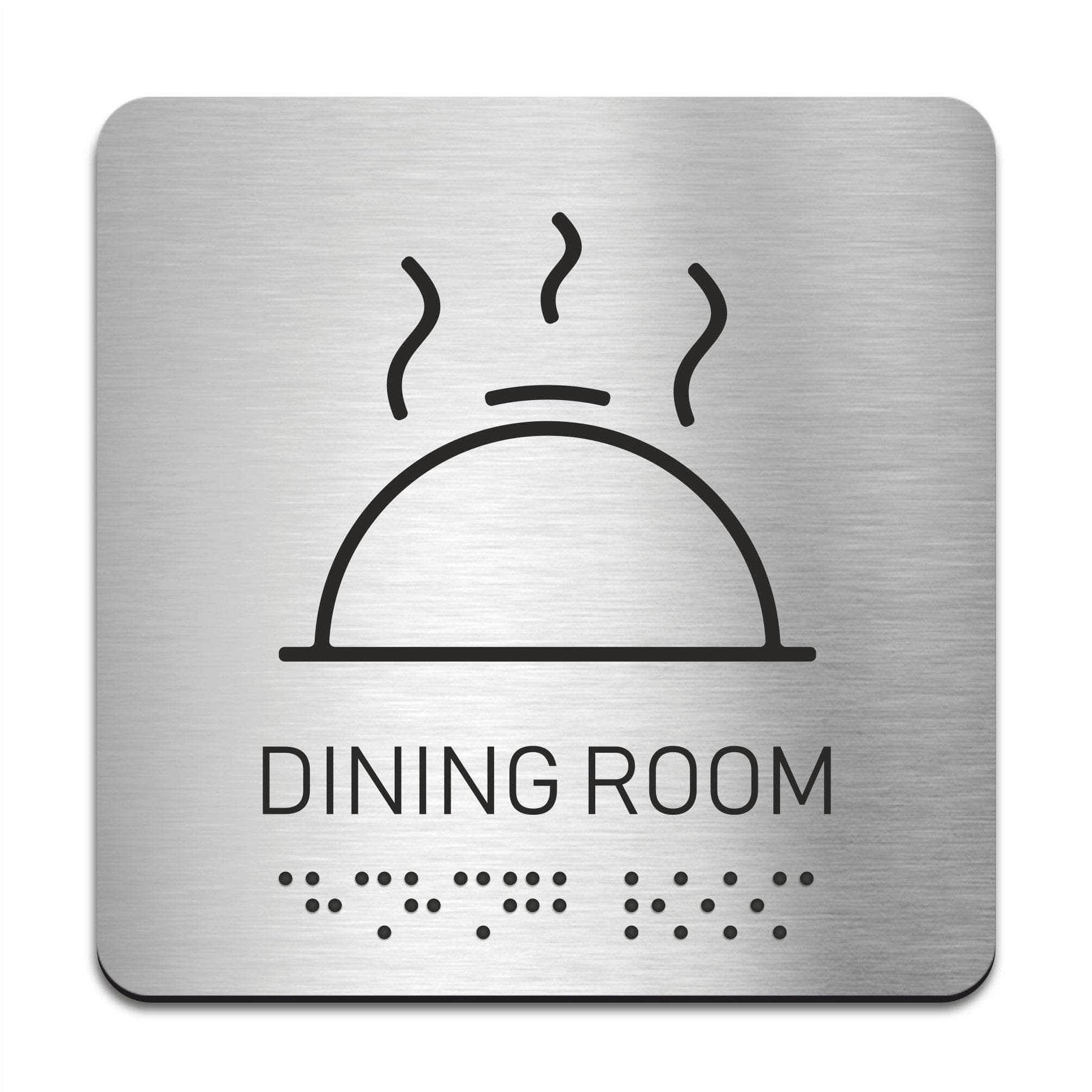 Dining Room Sign with Braille — Stainless Steel & Acrylic Glass Plate ...