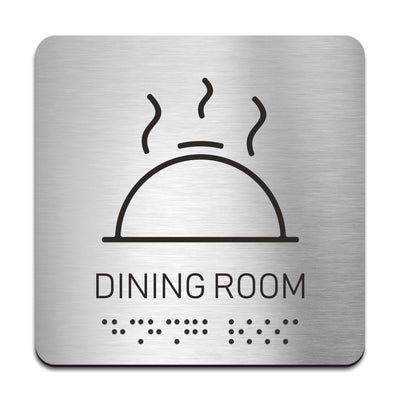 Dinning Room Signs - Stainless Steel Sign with Braille