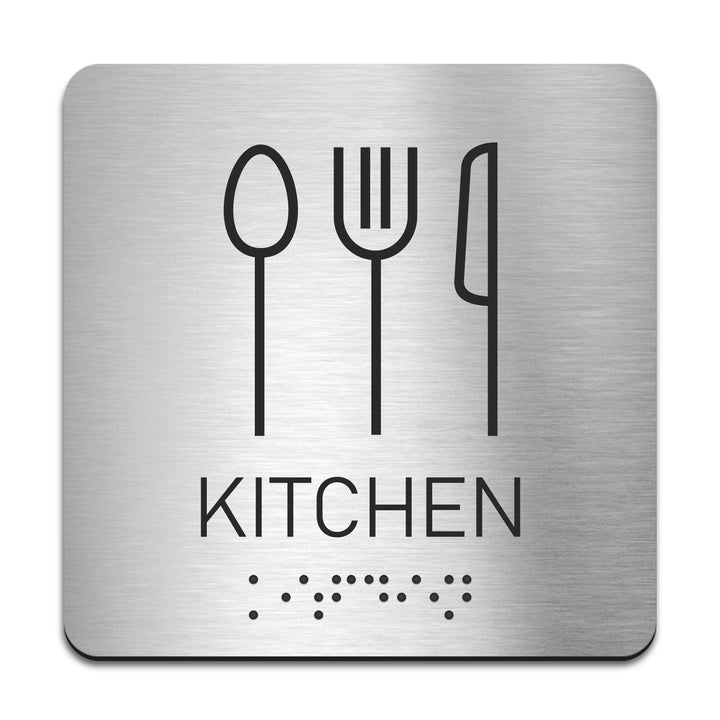 Information signs Stainless Steel Kitchen Door Sign with Braille