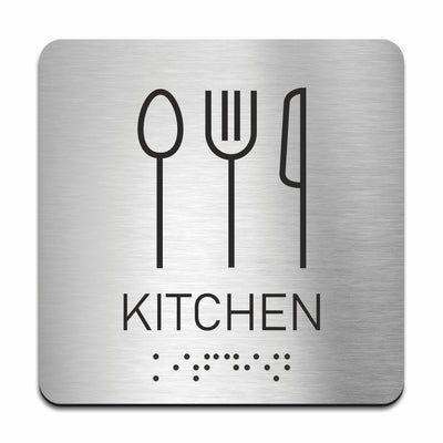 Stainless Steel Kitchen Door Sign with Braille