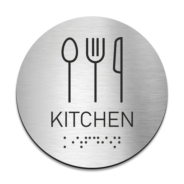 Information signs Stainless Steel Kitchen Door Sign with Braille