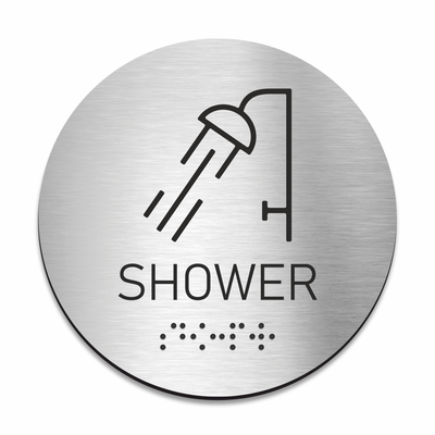 Stainless Steel Shower Sign with Braille