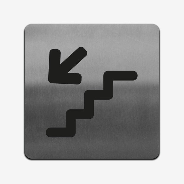 Information signs Stairs with Down Arrow Sign: Stainless Steel Sign