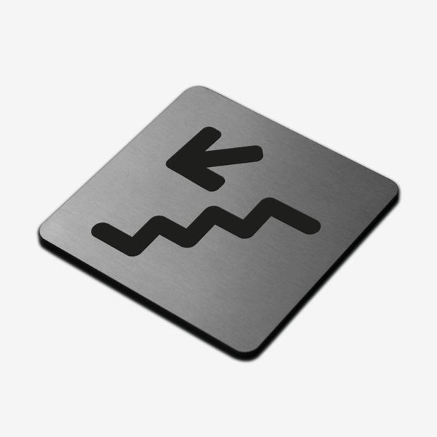 Information signs Stairs with Down Arrow Sign: Stainless Steel Sign