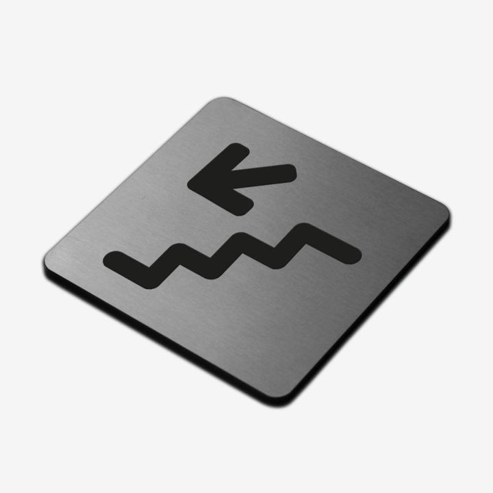 Information signs Stairs with Down Arrow Sign: Stainless Steel Sign