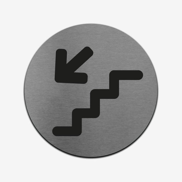 Information signs Stairs with Down Arrow Sign: Stainless Steel Sign