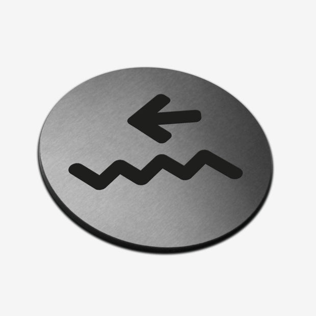 Information signs Stairs with Down Arrow Sign: Stainless Steel Sign