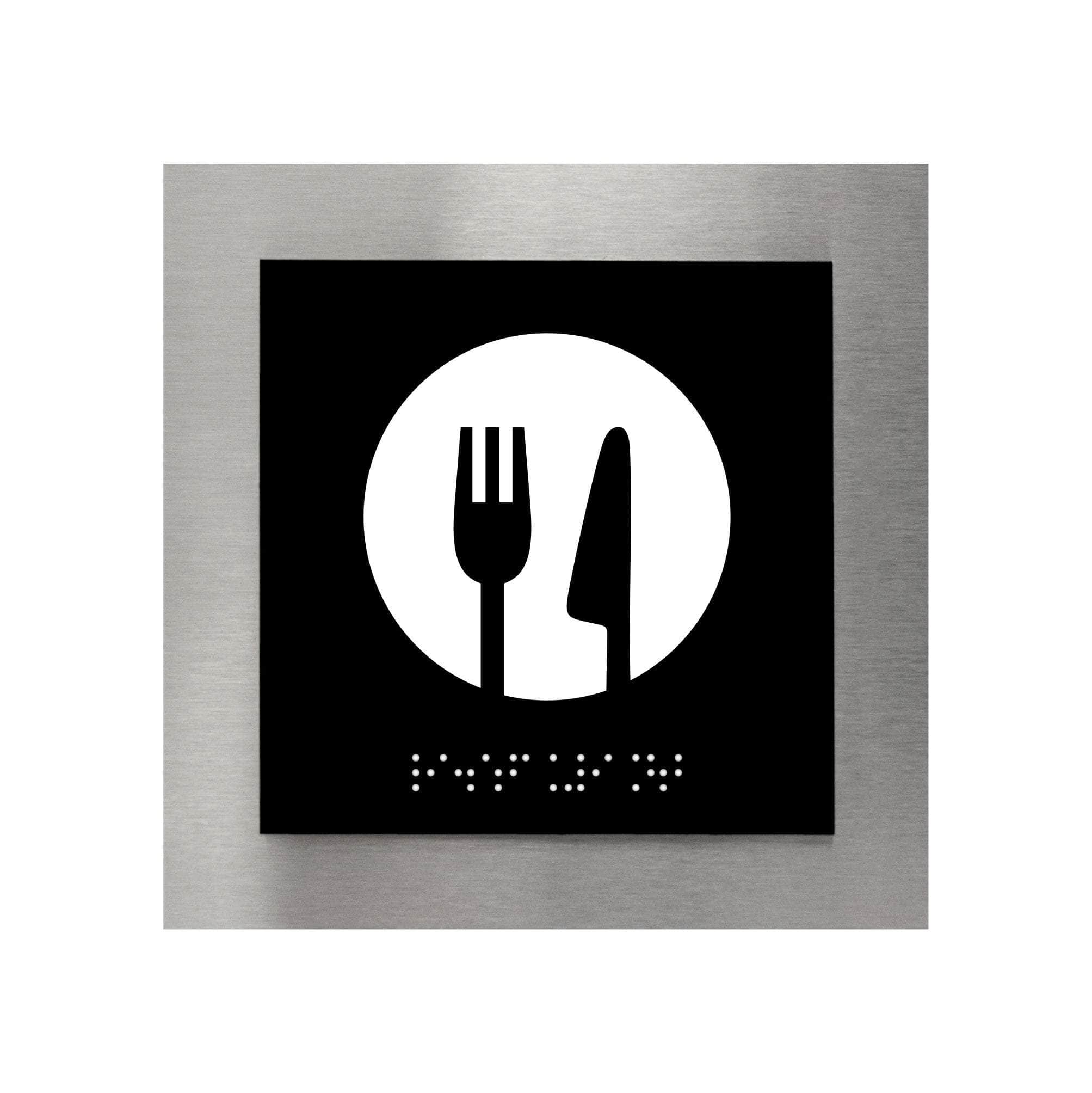 Dining Room Sign Steel Door Plate with Braille — "Modern" Design Bsign