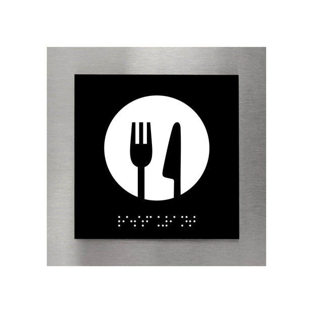 Information signs Steel Dining Room Sign with Braille - "Modern" Design