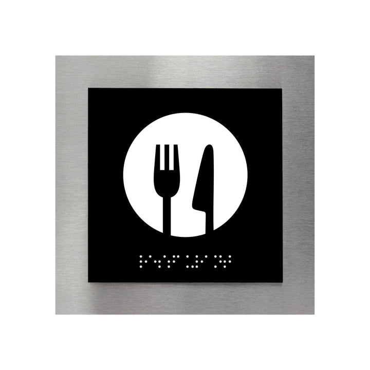 Information signs Steel Dining Room Sign with Braille - "Modern" Design