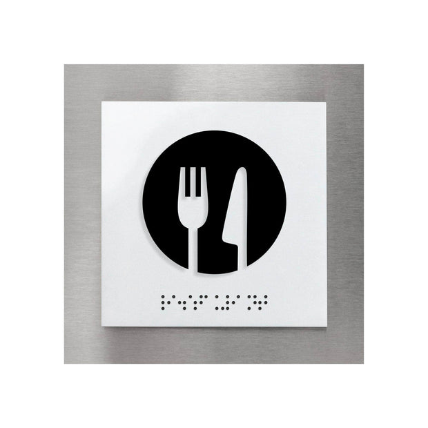 Information signs Steel Dining Room Sign with Braille - "Modern" Design