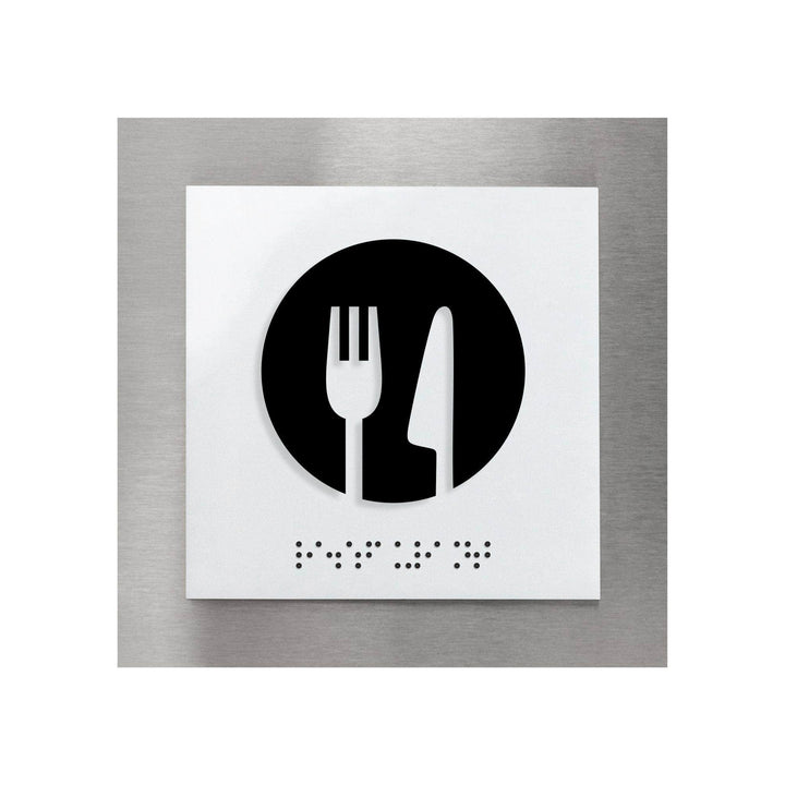 Information signs Steel Dining Room Sign with Braille - "Modern" Design