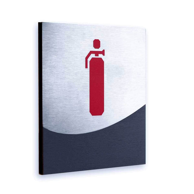 Information signs Fire Extinguisher Wall Sign: Wood & Stainless Steel Plate