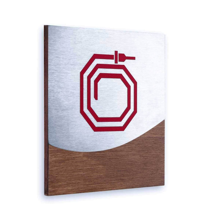 Information signs Fire Hydrant Safety Sign: Wood & Stainless Steel Plate — "Jure" Design