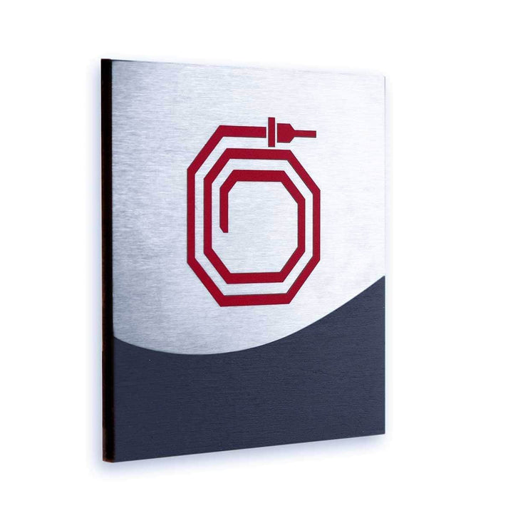 Information signs Fire Hydrant Safety Sign: Wood & Stainless Steel Plate — "Jure" Design