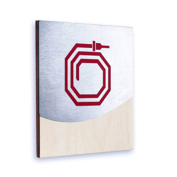 Information signs Fire Hydrant Safety Sign: Wood & Stainless Steel Plate — "Jure" Design