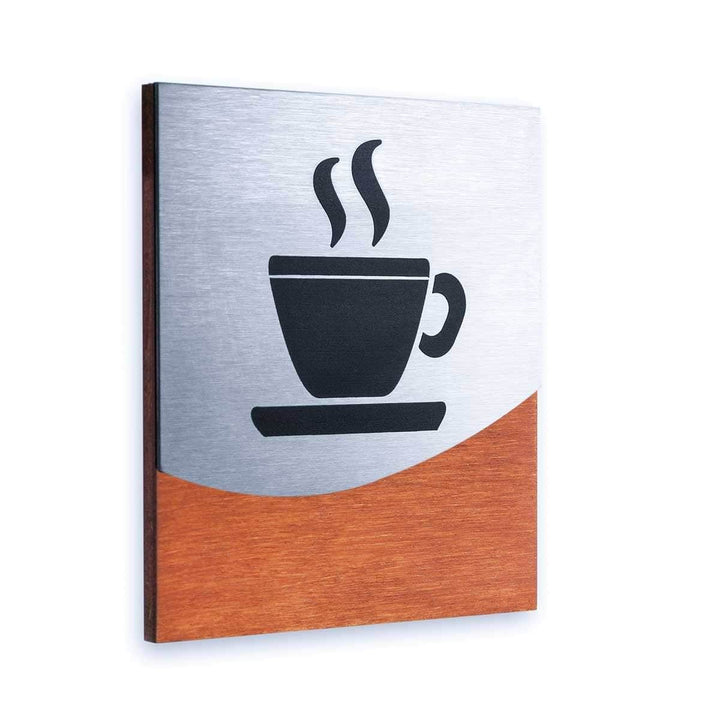 Information signs Kitchen Sign: Wood & Stainless Steel Plate