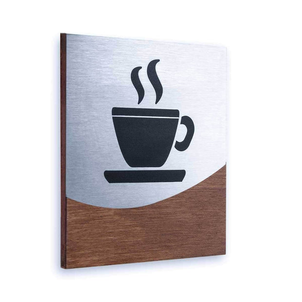 Information signs Kitchen Sign: Wood & Stainless Steel Plate