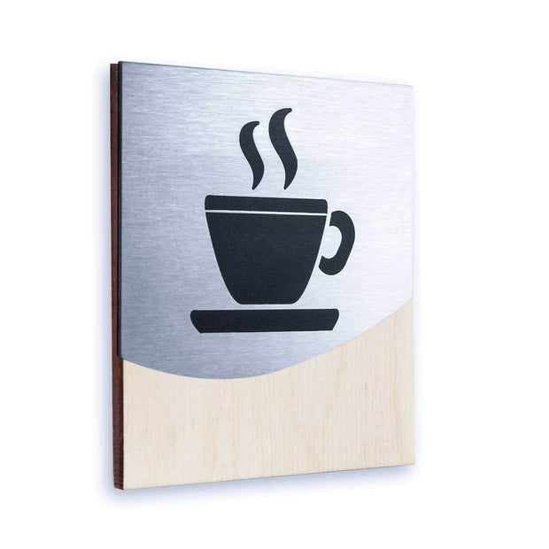 Information signs Kitchen Sign: Wood & Stainless Steel Plate