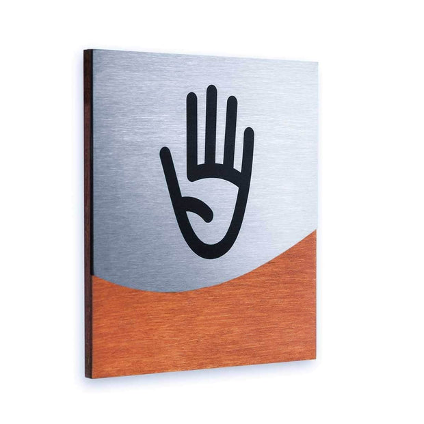 Information signs Staff Only Door Sign for Office: Wood & Stainless Steel Plate
