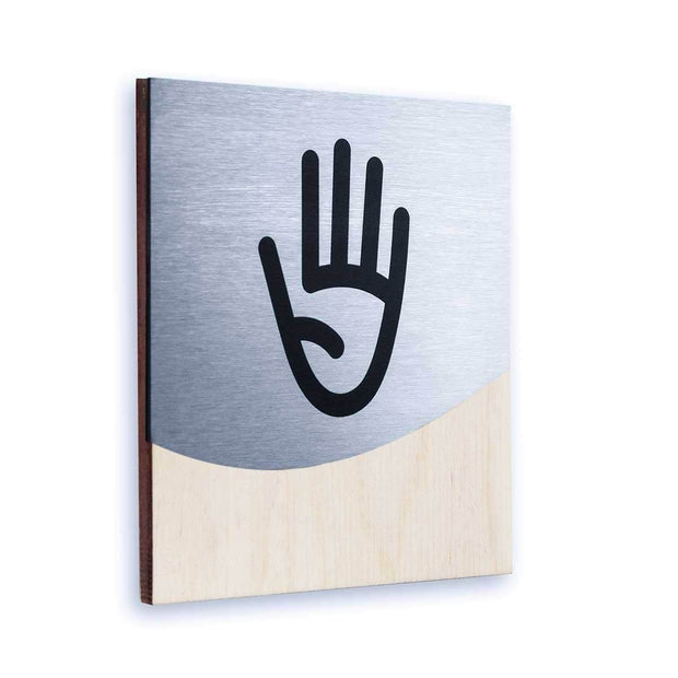 Information signs Staff Only Door Sign for Office: Wood & Stainless Steel Plate