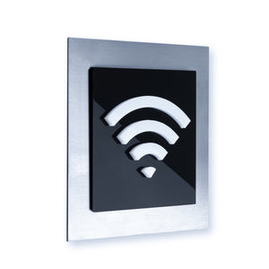 Wi-Fi Steel Wall Plate for Office Information signs black / white pictogram Bsign