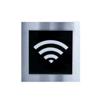Wi-Fi Steel Wall Plate for Office Information signs black / white pictogram Bsign