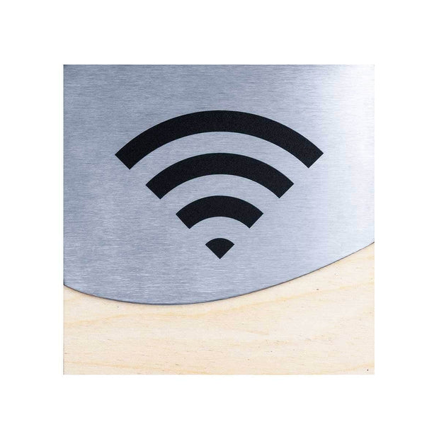 Information signs Wi-Fi Signs: Wood & Stainless Steel Plate — "Jure" Design