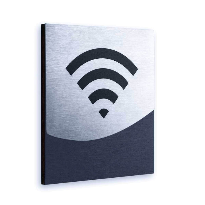 Information signs Wi-Fi Signs: Wood & Stainless Steel Plate — "Jure" Design