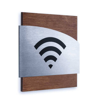 Steel Wi-Fi Plate for Waiting Room Information signs Indian Rosewood Bsign