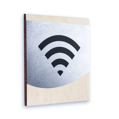 Wi-Fi Steel Sign for Office Information signs Natural wood Bsign