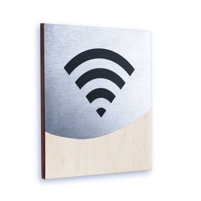 Steel Wi-Fi Signs Information signs Natural wood Bsign