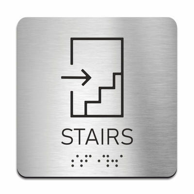 Steel Stairs Sign with Braille
