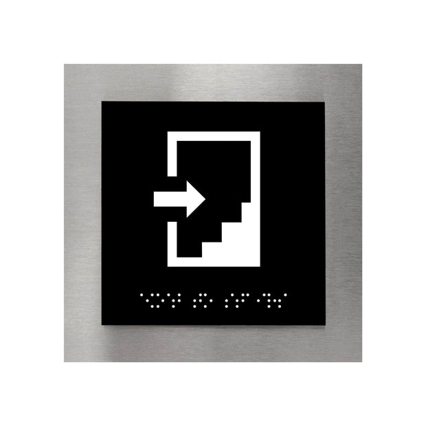 Information signs Steel Stairs Sign with Braille - "Modern" Design