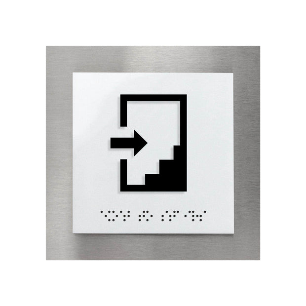 Information signs Steel Stairs Sign with Braille - "Modern" Design
