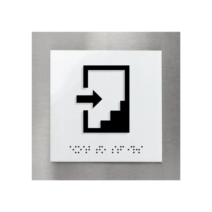 Information signs Steel Stairs Sign with Braille - "Modern" Design