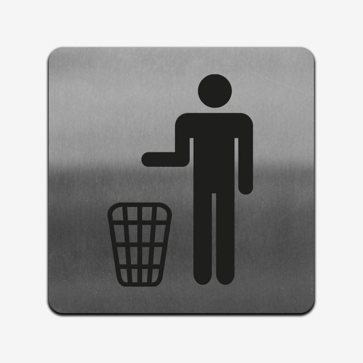 Information signs Trash Bin Sign: Stainless Steel Sign