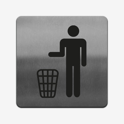 Trash Bin - Stainless Steel Sign Information signs square Bsign